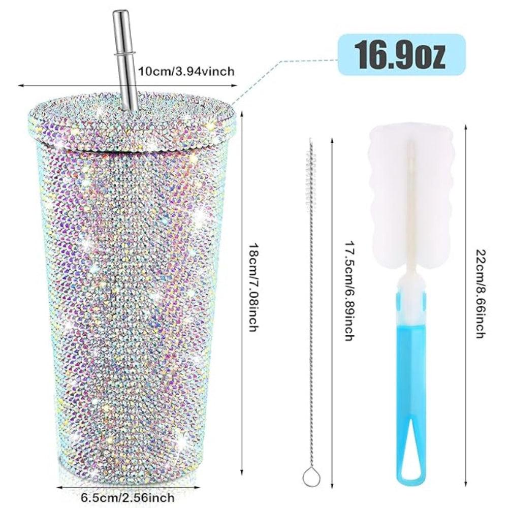 Coffee Tumbler 500ml Rhinestone Straw Tumbler